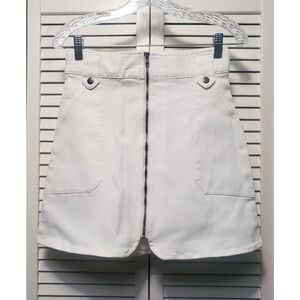 The Fifth Label Denim Skirt Women's Size 6 White Full Zip Mini Front Pockets